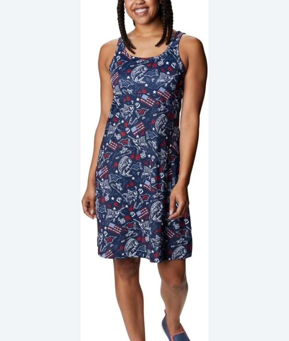 Columbia PFG Freezer III Americana Print Sleeveless Cooling Dress - Large